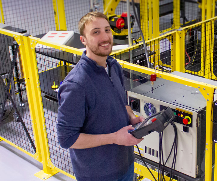 Person working with machine