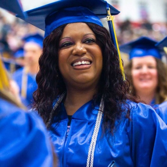 Graduates at graduation ceremony