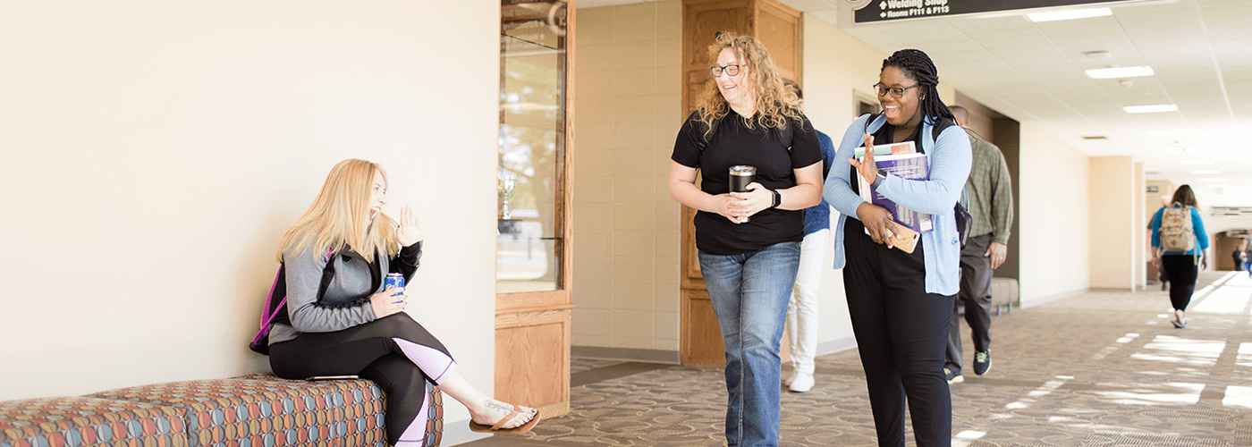 College students in hallway