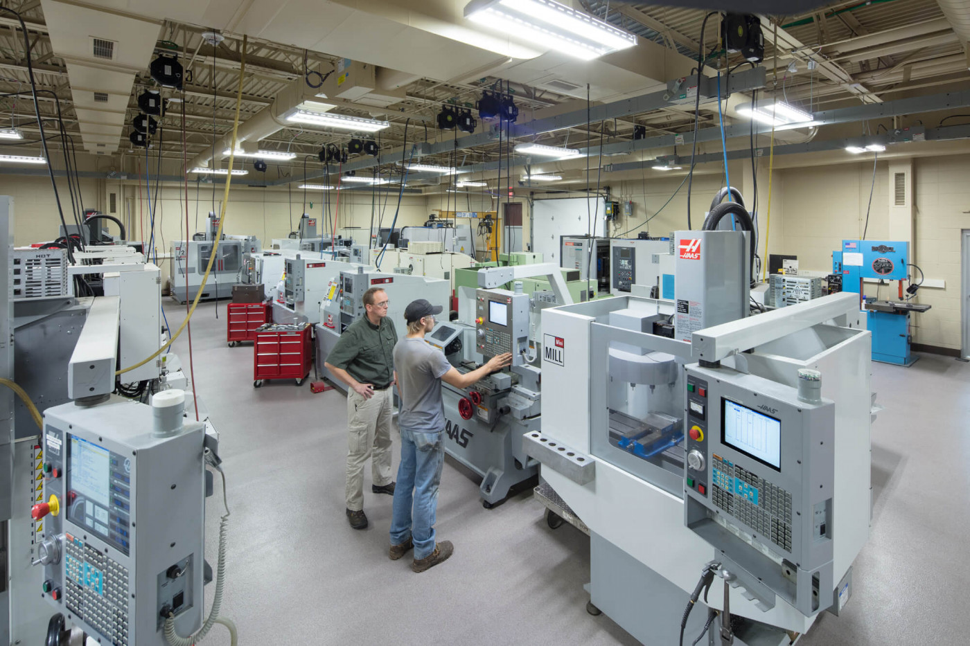 Wide angle view of machine shop
