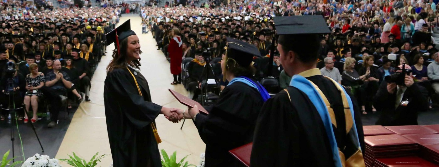 Student on graduation stage