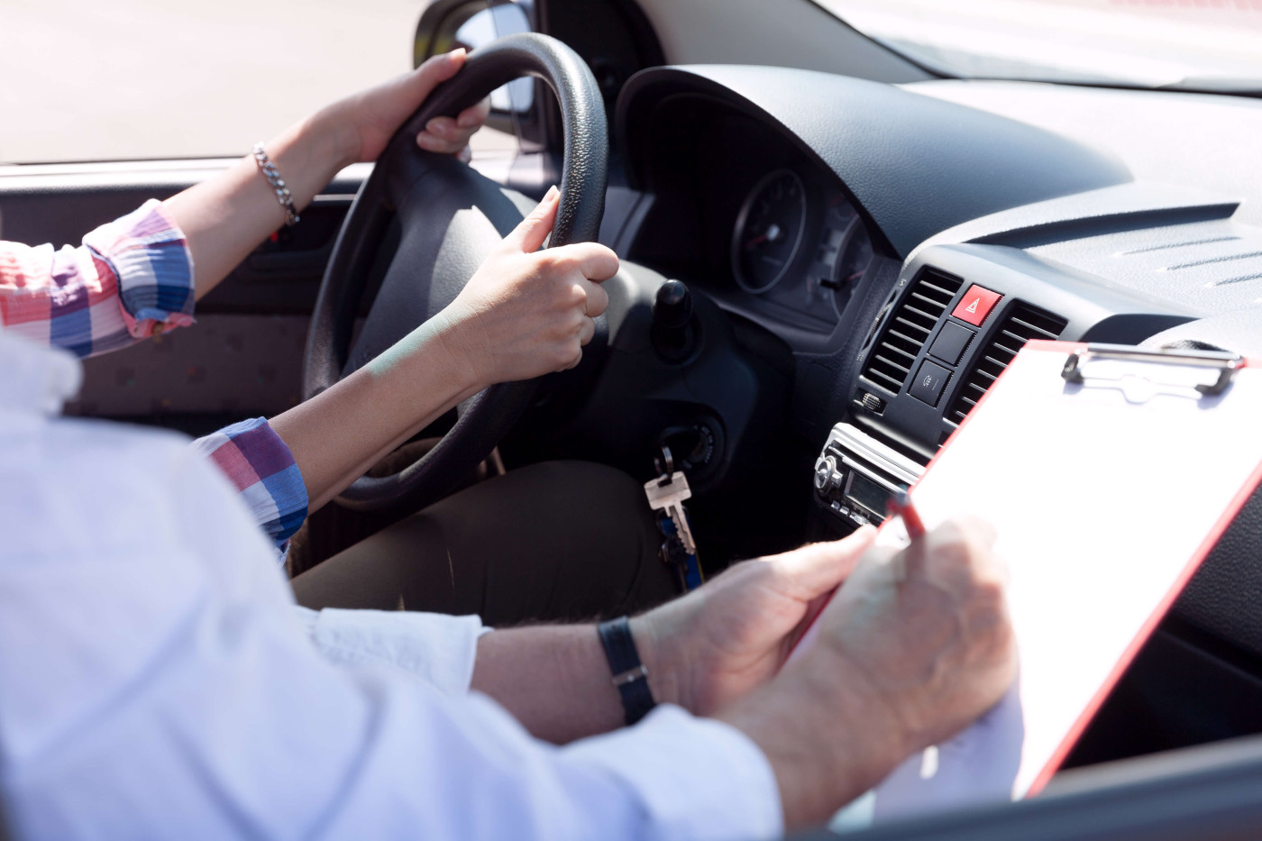 Driver safety certification course and testing in vehicle with instructor